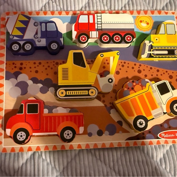 Melissa & Doug Fresh Start Construction Wooden Chunky Puzzle Set Ages 2+ - Picture 2 of 6